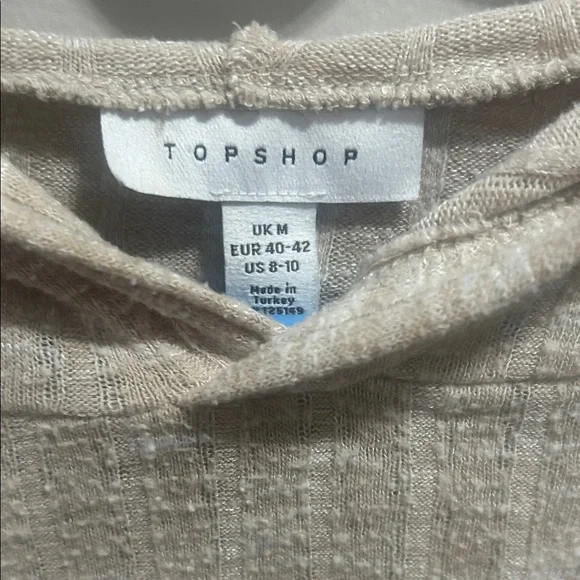 Topshop Beige Ribbed Hoodie - Picture 2 of 7